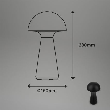 Briloner - LED Dimmable Rechargeable Touch-Sensitive Outdoor Table Lamp LED/2,6W/5V 3000K IP44 2000 mAh Black