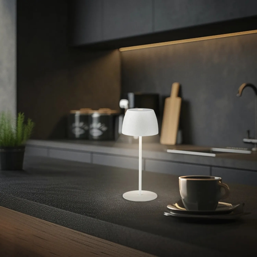 Briloner - MINI LED Dimmable Rechargeable Touch Outdoor Table Lamp, 2.5W/5V, IP44, 1800 mAh, White