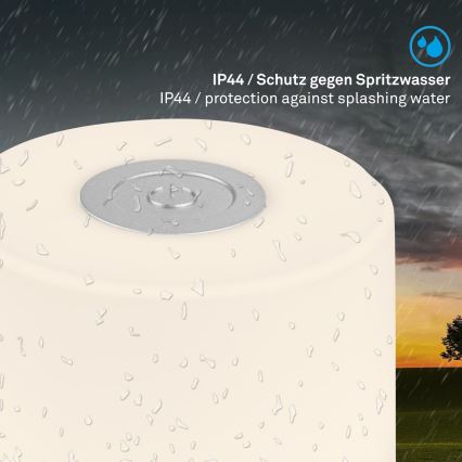 Briloner - Dimmable rechargeable touch-controlled outdoor table lamp LED/2W/5V 2700K IP44 1200 mAh matte chrome