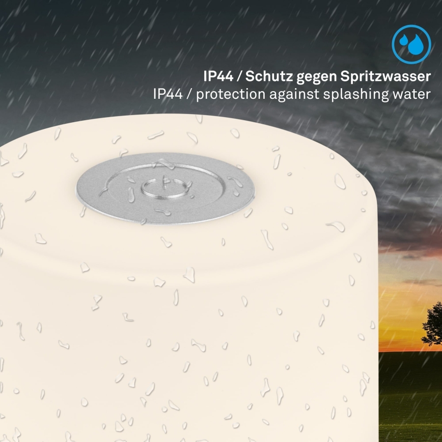 Briloner - Dimmable rechargeable touch-controlled outdoor table lamp LED/2W/5V 2700K IP44 1200 mAh matte chrome
