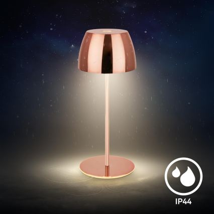 Briloner - MINI LED Rechargeable Dimmable Touch Outdoor Table Lamp, LED/2.5W/5V, IP44, 1800 mAh, Copper