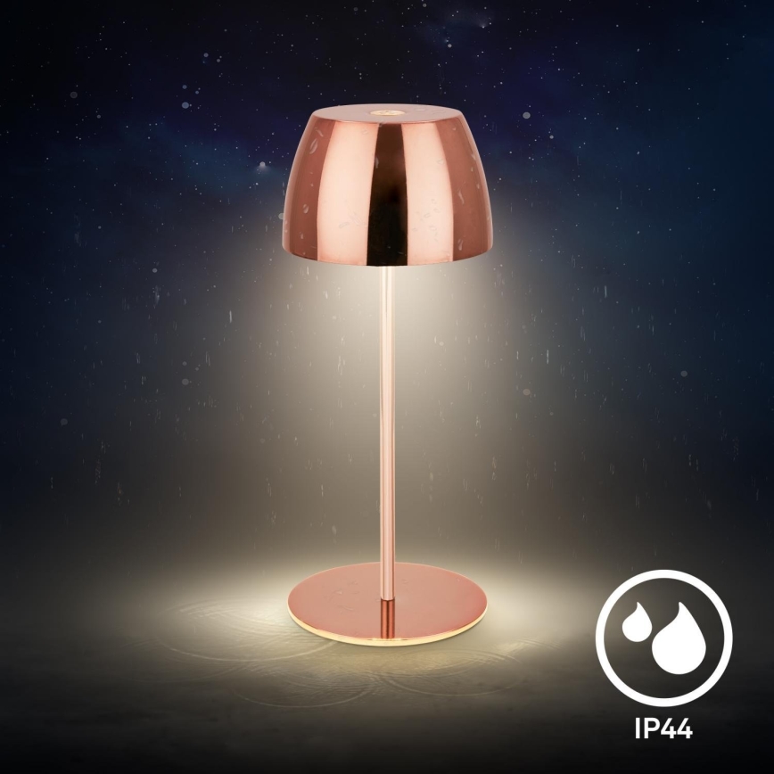 Briloner - MINI LED Rechargeable Dimmable Touch Outdoor Table Lamp, LED/2.5W/5V, IP44, 1800 mAh, Copper