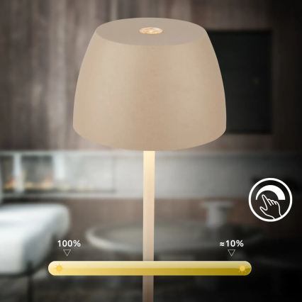 Briloner - LED Dimmable Rechargeable Touch Outdoor Table Lamp MINI LED/2.5W/5V IP44 1800 mAh Beige