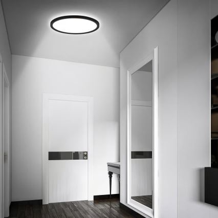 Briloner - MOVE LED Bathroom Ceiling Light with Motion Sensor, LED/18W/230V, IP44, Ø29 cm, Black