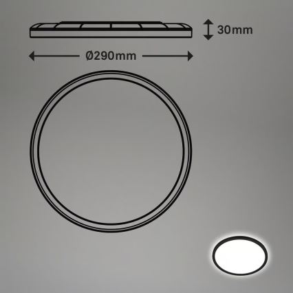Briloner - MOVE LED Bathroom Ceiling Light with Motion Sensor, LED/18W/230V, IP44, Ø29 cm, Black