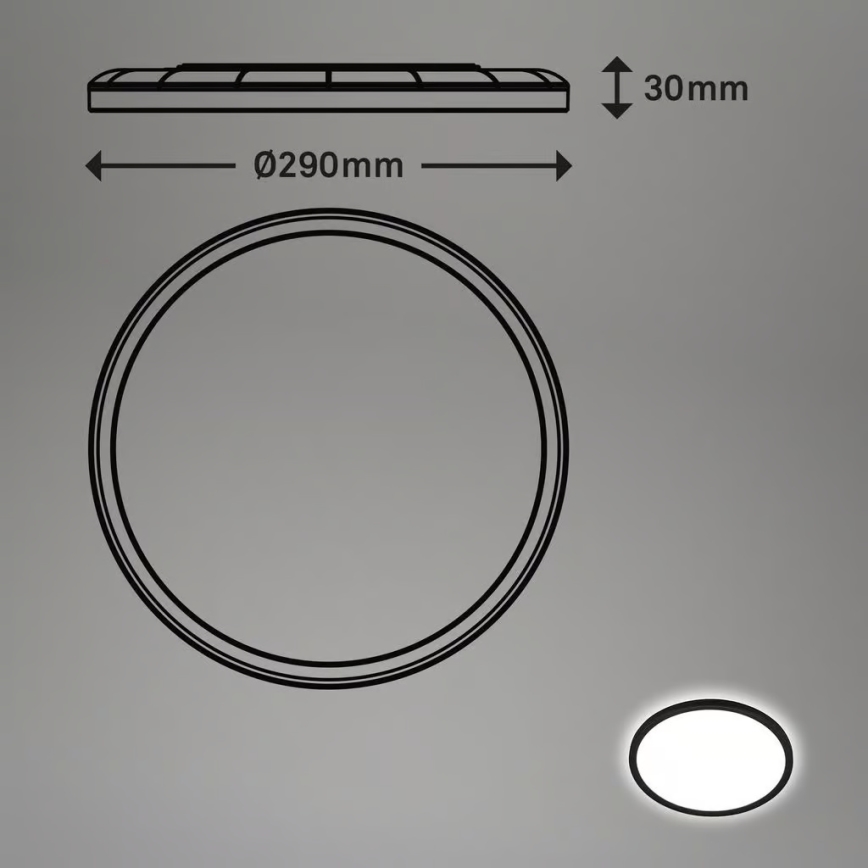 Briloner - MOVE LED Bathroom Ceiling Light with Motion Sensor, LED/18W/230V, IP44, Ø29 cm, Black