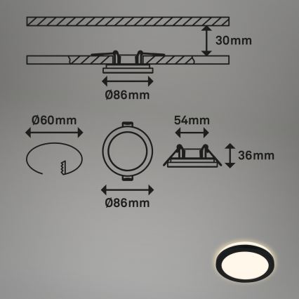 Briloner - SET 3x LED Bathroom recessed light LED/3W/230V IP44