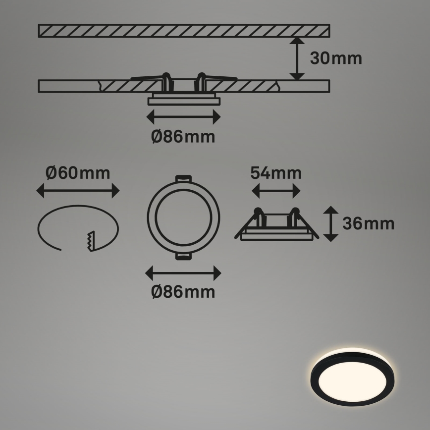 Briloner - SET 3x LED Bathroom recessed light LED/3W/230V IP44