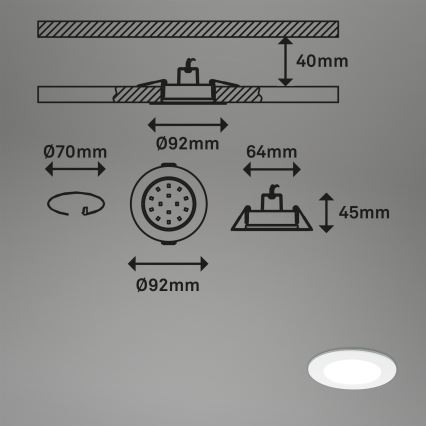 Briloner - SET 3x LED Dimmable bathroom recessed light LED/4,8W/230V 3000-6500K IP44 + remote control