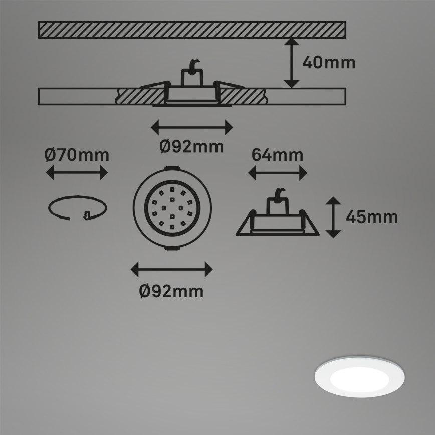 Briloner - SET 3x LED Dimmable bathroom recessed light LED/4,8W/230V 3000-6500K IP44 + remote control