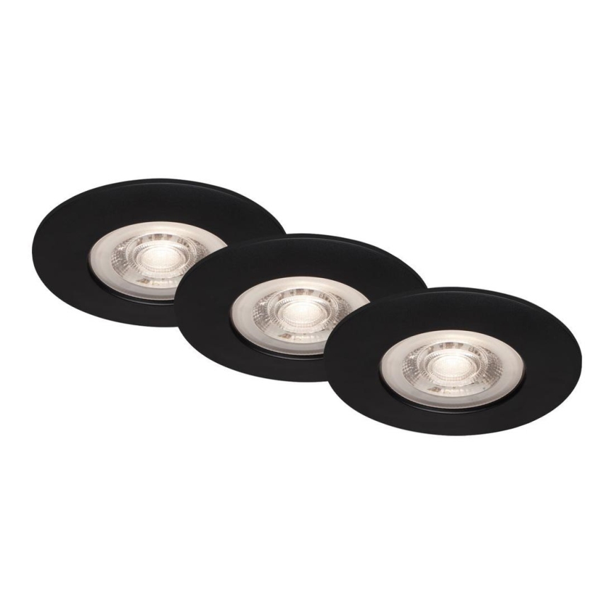 Briloner - SET 3x LED Bathroom recessed light LED/4,9W/230V IP44 black