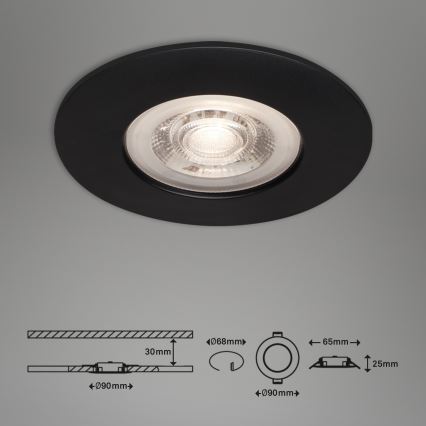 Briloner - SET 3x LED Bathroom recessed light LED/4,9W/230V IP44 black