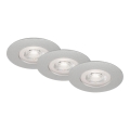 Briloner- SET 3x LED Bathroom recessed light LED/4,9W/230V IP44 silver