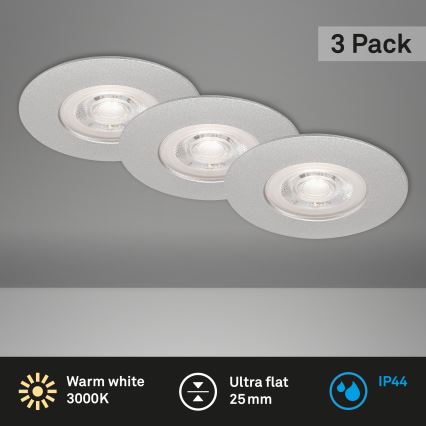 Briloner- SET 3x LED Bathroom recessed light LED/4,9W/230V IP44 silver