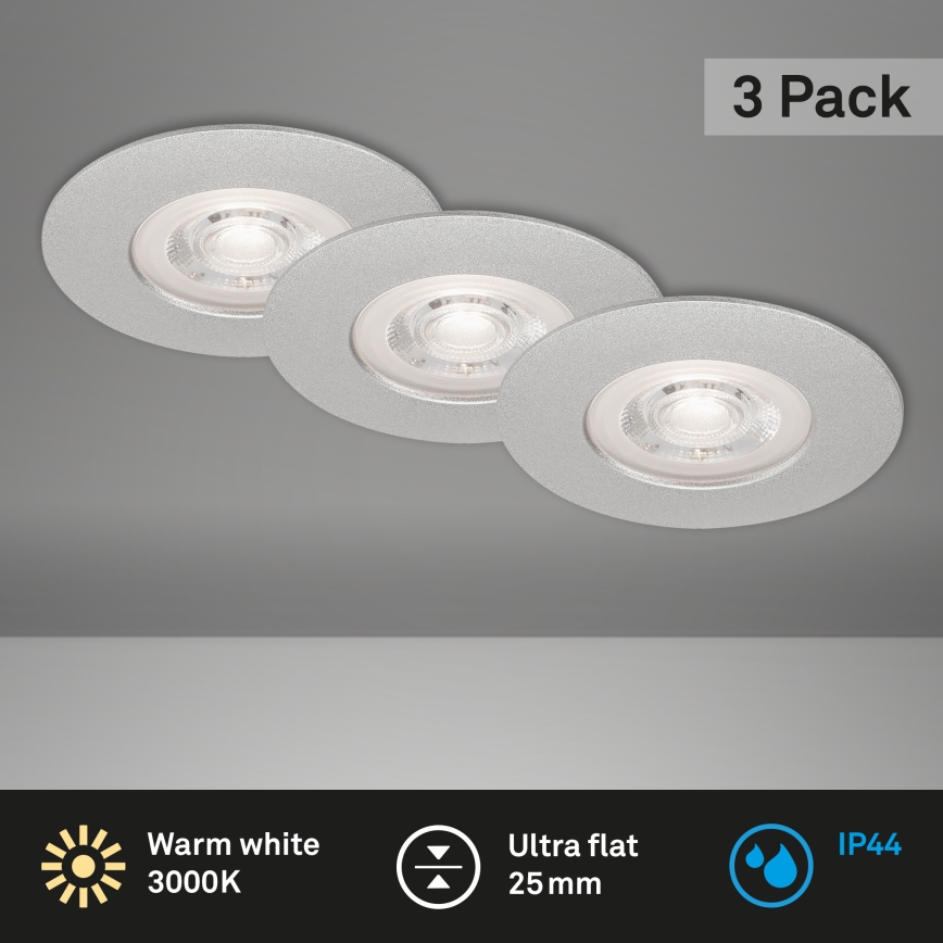 Briloner- SET 3x LED Bathroom recessed light LED/4,9W/230V IP44 silver