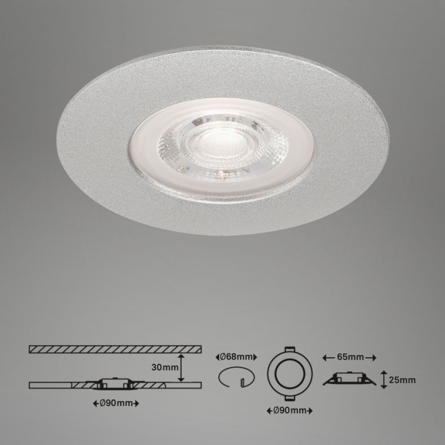 Briloner- SET 3x LED Bathroom recessed light LED/4,9W/230V IP44 silver