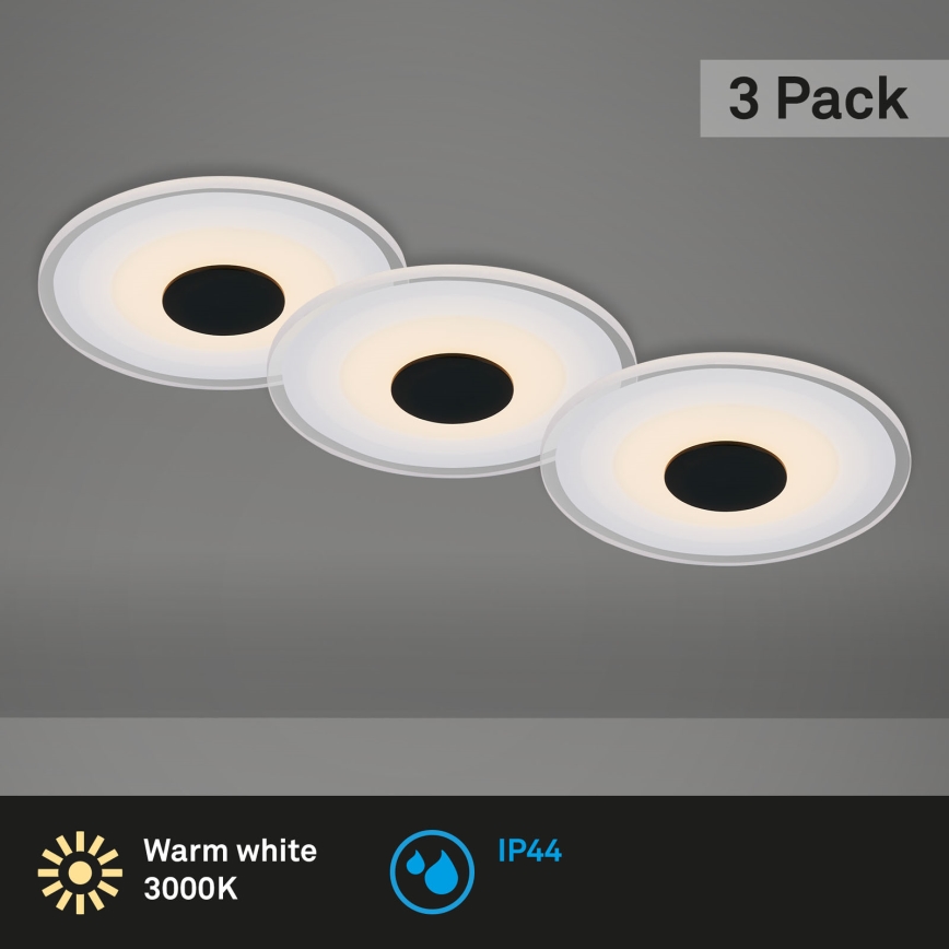 Briloner - SET 3x LED Bathroom recessed light LED/6W/230V IP44 black