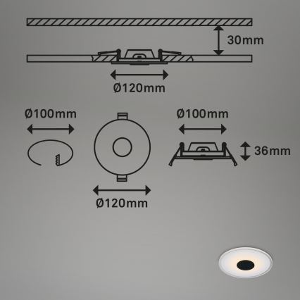 Briloner - SET 3x LED Bathroom recessed light LED/6W/230V IP44 black