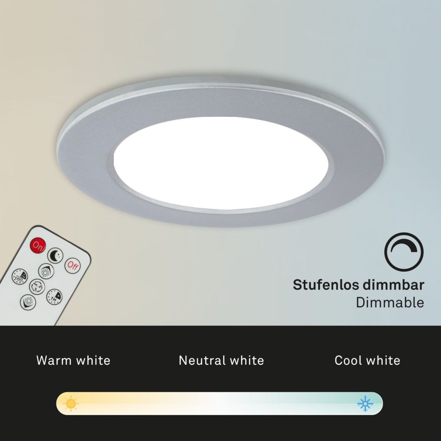 Briloner - SET 3x LED Dimmable bathroom recessed light LED/4,8W/230V 3000-6500K IP44 + remote control