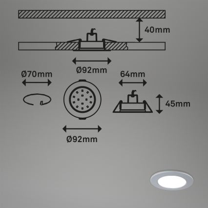 Briloner - SET 3x LED Dimmable bathroom recessed light LED/4,8W/230V 3000-6500K IP44 + remote control