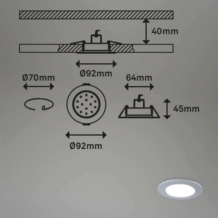 Briloner - SET 3x LED Dimmable bathroom recessed light LED/4,8W/230V 3000-6500K IP44 + remote control