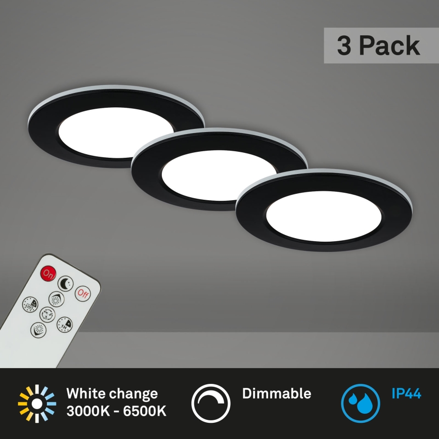 Briloner - SET 3x LED Dimmable bathroom recessed light LED/4,8W/230V 3000-6500K IP44 + remote control