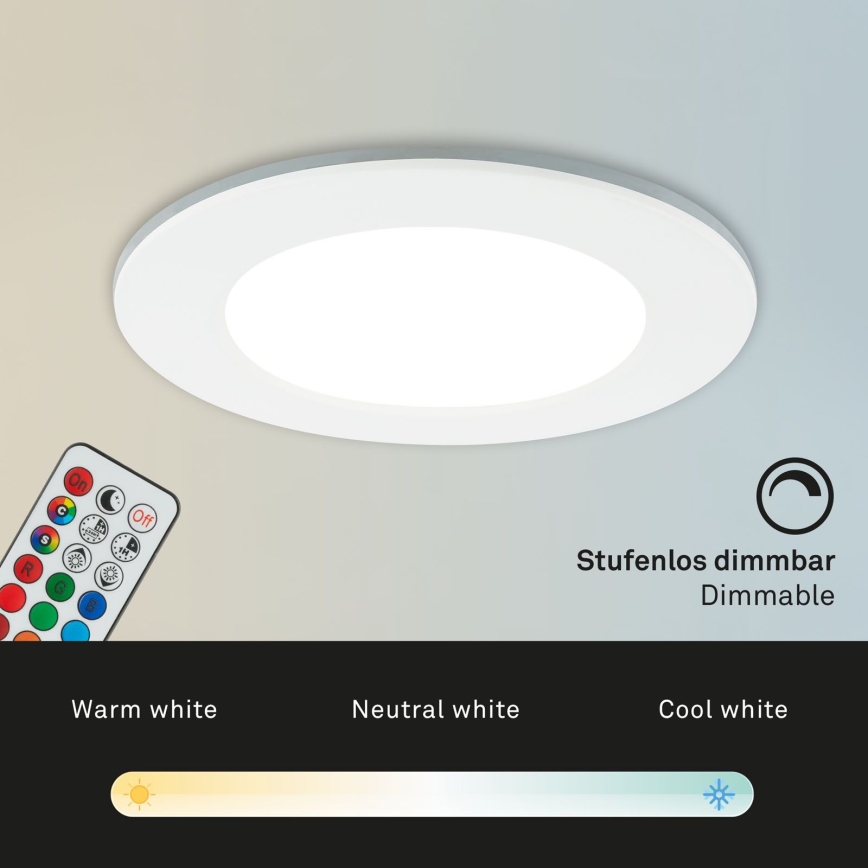 Briloner - SET 3x RGBW LED Dimmable bathroom recessed light LED/4,8W/230V 3000-6500K IP65 + remote control