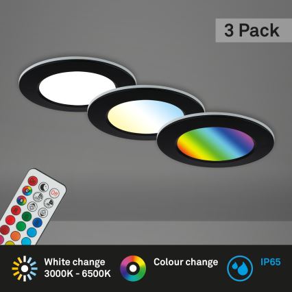 Briloner - SET 3x LED RGBW Dimmable bathroom recessed light LED/4,8W/230V 3000-6500K IP65 + remote control