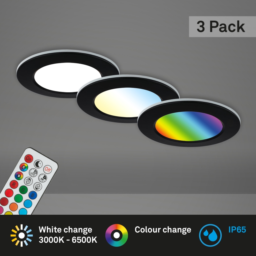 Briloner - SET 3x LED RGBW Dimmable bathroom recessed light LED/4,8W/230V 3000-6500K IP65 + remote control