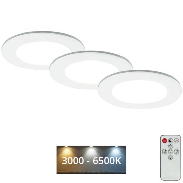 Briloner - SET 3x LED Dimmable bathroom recessed light LED/4,8W/230V 3000-6500K IP44 + remote control