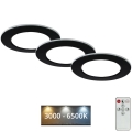 Briloner - SET 3x LED Dimmable bathroom recessed light LED/4,8W/230V 3000-6500K IP44 + remote control