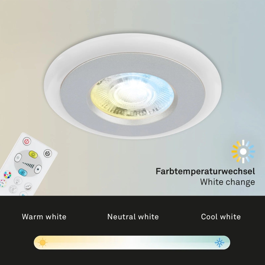 Briloner - SET 3x LED RGBW Dimmable bathroom recessed light LED/5W/230V 3000-6500K IP44 + remote control