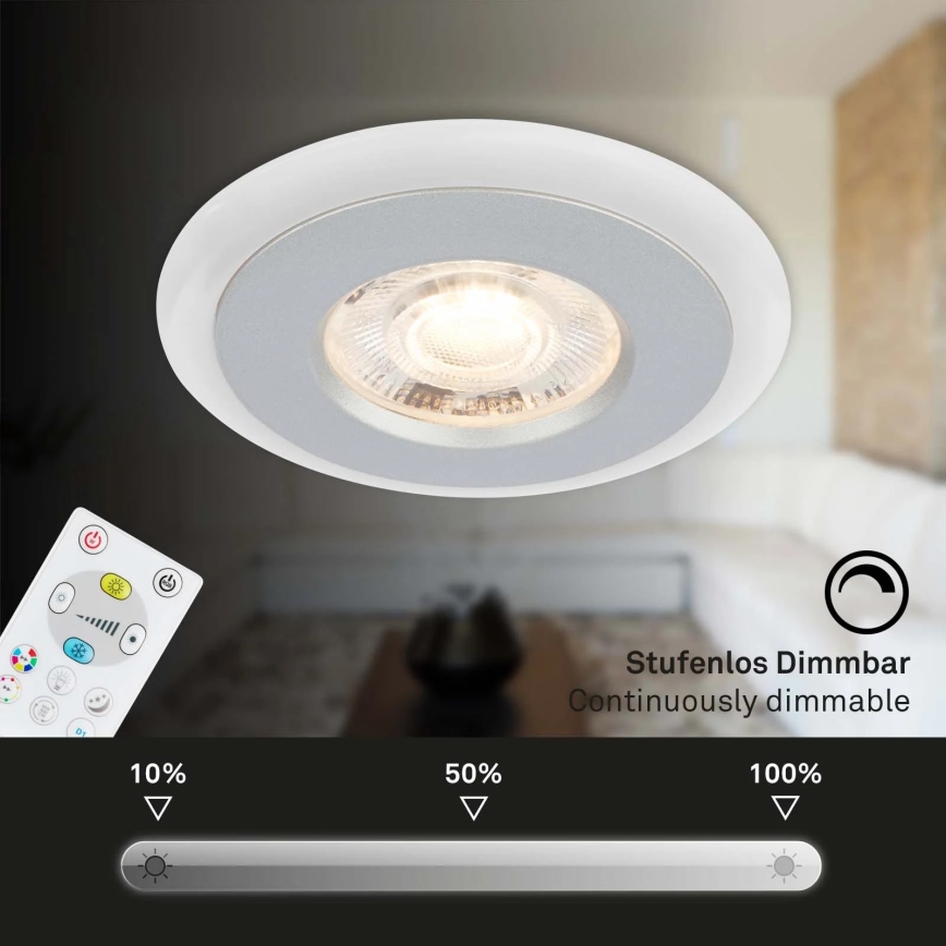 Briloner - SET 3x LED RGBW Dimmable bathroom recessed light LED/5W/230V 3000-6500K IP44 + remote control
