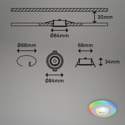 Briloner - SET 3x LED RGBW Dimmable bathroom recessed light LED/5W/230V 3000-6500K IP44 + remote control