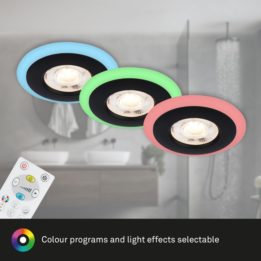 Briloner - SET 3x LED RGBW Dimmable bathroom recessed light LED/5W/230V 3000-6500K IP44 + remote control