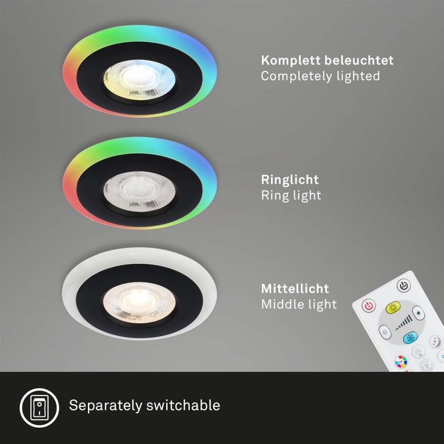 Briloner - SET 3x LED RGBW Dimmable bathroom recessed light LED/5W/230V 3000-6500K IP44 + remote control