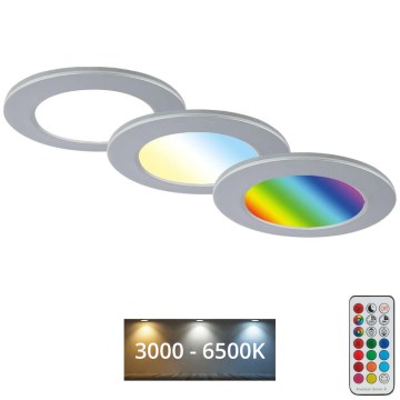 Briloner - SET 3x LED RGBW Dimmable bathroom recessed light LED/4,8W/230V 3000-6500K IP65 + remote control