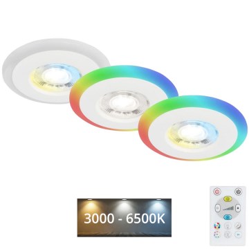 Briloner - SET 3x LED RGBW Dimmable bathroom recessed light LED/5W/230V 3000-6500K IP44 + remote control