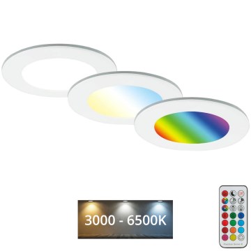 Briloner - SET 3x RGBW LED Dimmable bathroom recessed light LED/4,8W/230V 3000-6500K IP65 + remote control