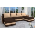BRISTOL U-shaped Universal Upholstered Corner Sofa Bed — Brown/Beige