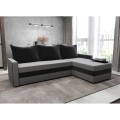 BRISTOL Upholstered Reversible L-Shaped Corner Sofa Bed, Gray/Black