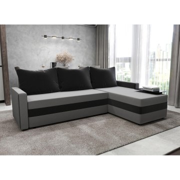 BRISTOL Upholstered Reversible L-Shaped Corner Sofa Bed, Gray/Black