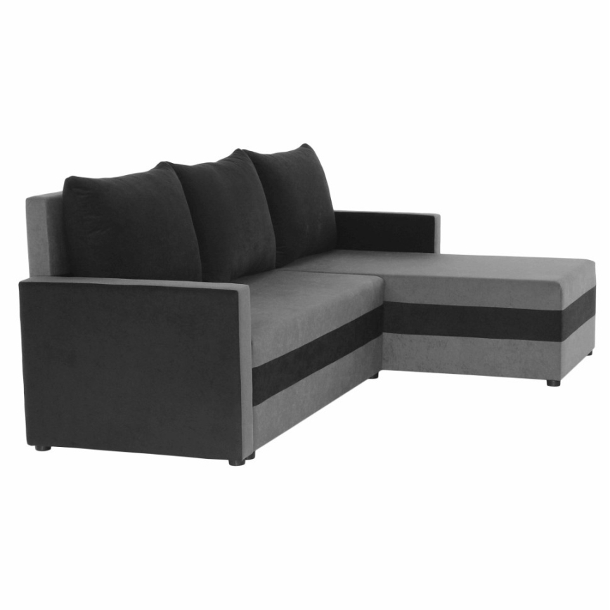 BRISTOL Upholstered Reversible L-Shaped Corner Sofa Bed, Gray/Black