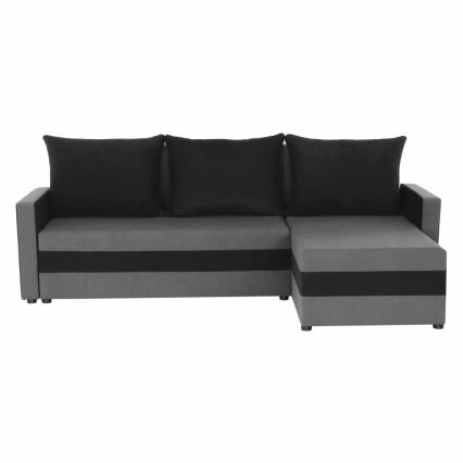 BRISTOL Upholstered Reversible L-Shaped Corner Sofa Bed, Gray/Black