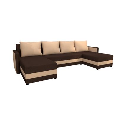 BRISTOL U-shaped Universal Upholstered Corner Sofa Bed — Brown/Beige