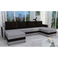 BRISTOL Upholstered Reversible U-Shaped Sofa Bed - Grey/Black