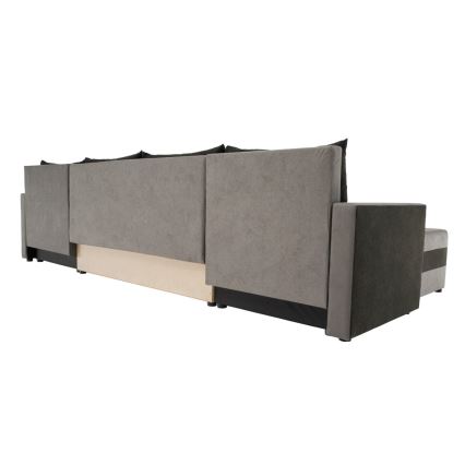 BRISTOL Upholstered Reversible U-Shaped Sofa Bed - Grey/Black