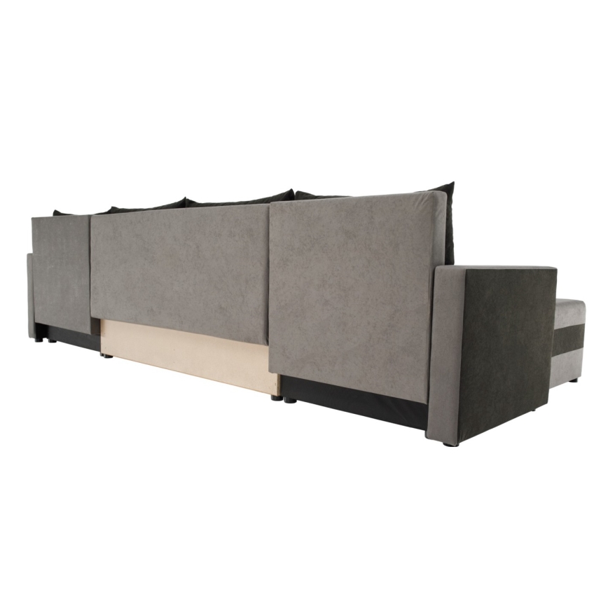 BRISTOL Upholstered Reversible U-Shaped Sofa Bed - Grey/Black