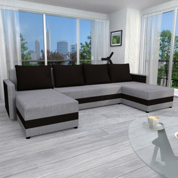 BRISTOL Upholstered Versatile U-Shaped Sofa Bed, Grey/Black