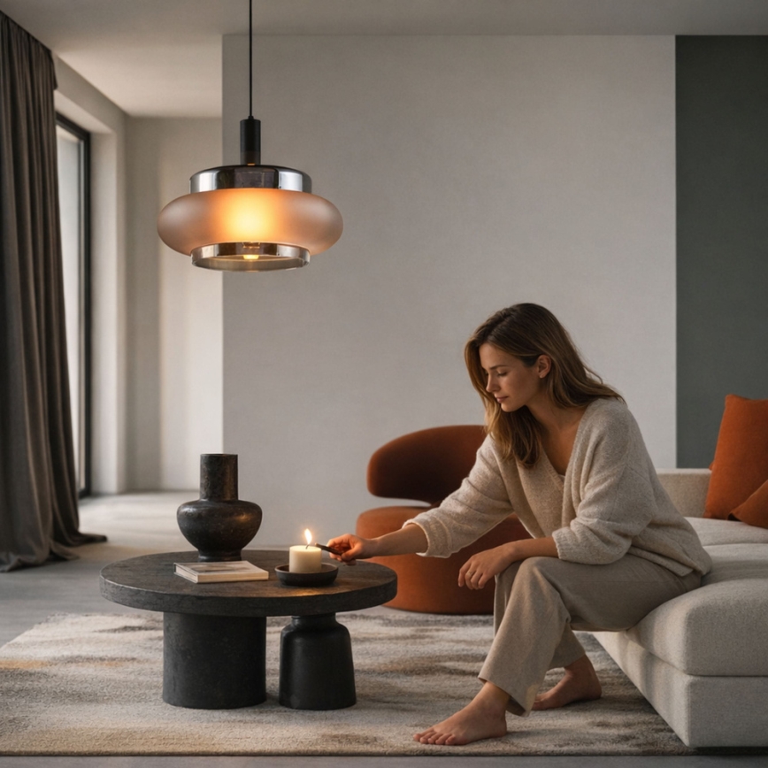 BRIZI cable-hung pendant light 1xE27/40W/230V grey/smoke